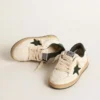 Junior Ball Star en cuir blanc avec étoile en daim vert
