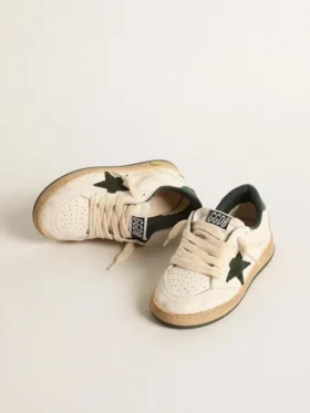 Junior Ball Star en cuir blanc avec étoile en daim vert