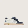 Junior Ball Star en cuir blanc avec une étoile en cuir argent métallisé et des empiècements en cuir bleu foncé