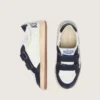 Junior Ball Star en cuir blanc avec une étoile en cuir argent métallisé et des empiècements en cuir bleu foncé
