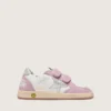 Young Ball Star en cuir blanc avec étoile en cuir argent métallisé et empiècements en daim lilas