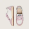 Young Ball Star en cuir blanc avec étoile en cuir argent métallisé et empiècements en daim lilas
