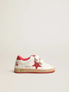 Junior Ball Star en nappa avec étoile et languette au talon en cuir rouge
