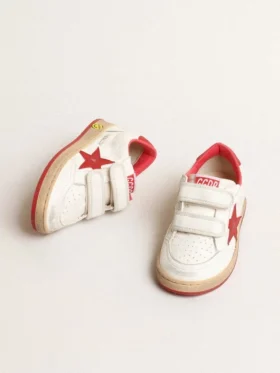 Junior Ball Star en nappa avec étoile et languette au talon en cuir rouge