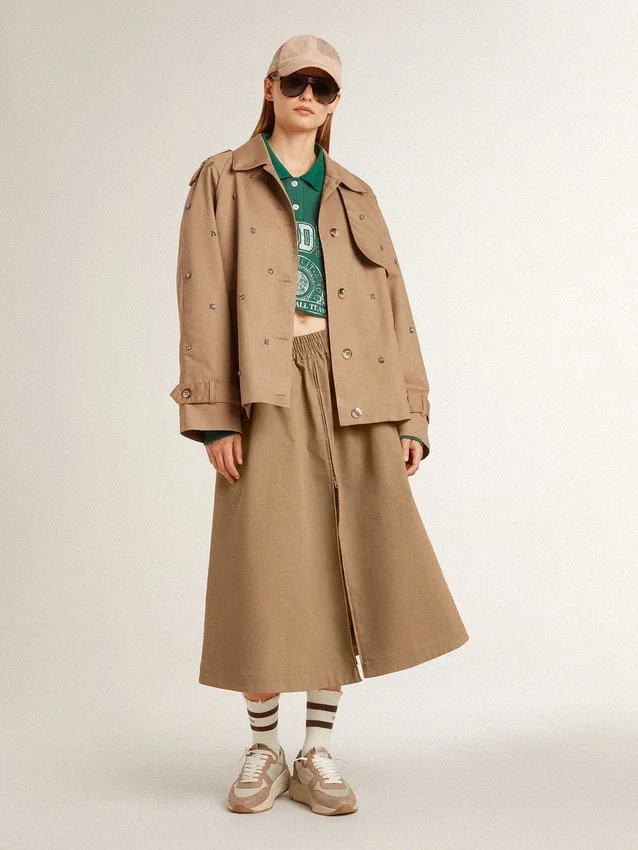 Jupe circulaire beige pour femme