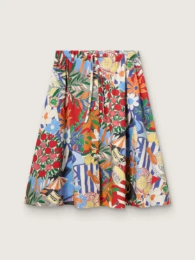 Jupe en coton pour femme à imprimé multicolore
