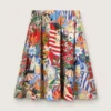 Jupe en coton pour femme à imprimé multicolore