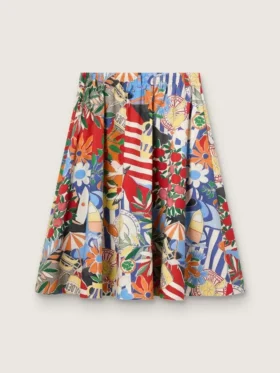 Jupe en coton pour femme à imprimé multicolore