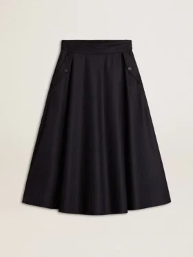 Jupe en laine bleu nuit pour femme