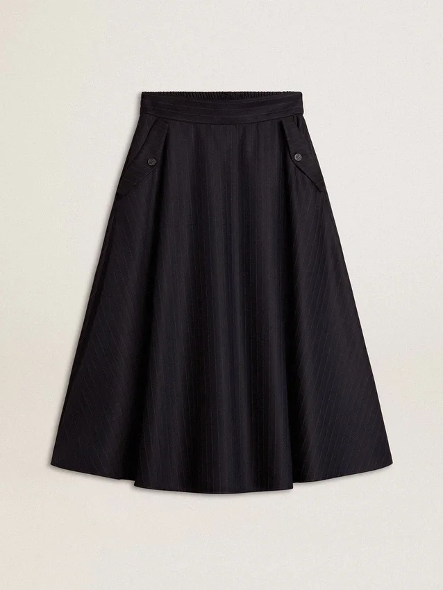Jupe en laine bleu nuit pour femme