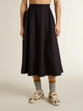 Jupe en laine bleu nuit pour femme