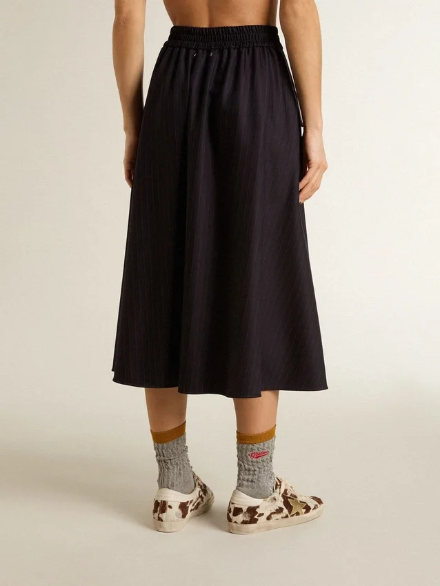 Jupe en laine bleu nuit pour femme
