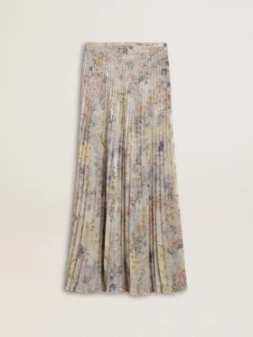 Jupe longue plissée pour femme à imprimé floral multicolore à paillettes