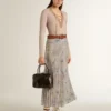 Jupe longue plissée pour femme à imprimé floral multicolore à paillettes