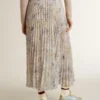 Jupe longue plissée pour femme à imprimé floral multicolore à paillettes