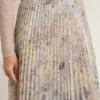Jupe longue plissée pour femme à imprimé floral multicolore à paillettes