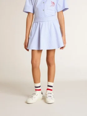 Jupe pour fille à rayures bleu clair