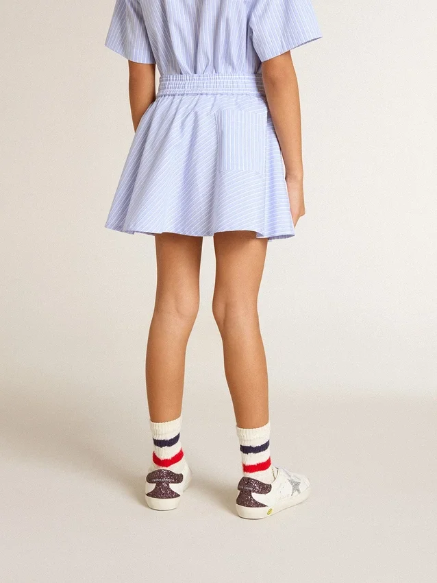 Jupe pour fille à rayures bleu clair