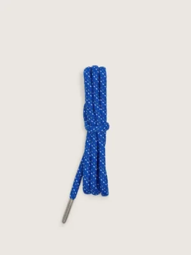 Lacets de randonnée bleu cobalt avec des détails gris et blancs