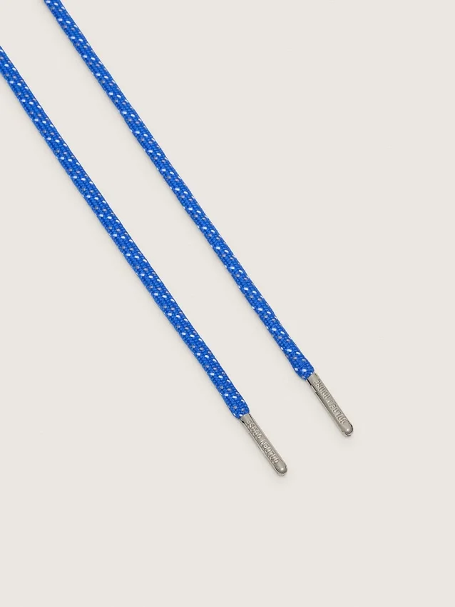 Lacets de randonnée bleu cobalt avec des détails gris et blancs