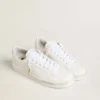 Lacets en coton blanc avec logo doré contrastant