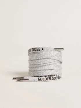 Lacets en coton gris avec logo noir contrastant