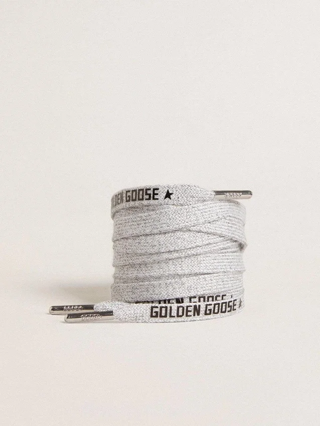 Lacets en coton gris avec logo noir contrastant