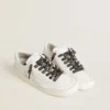 Lacets en coton noir avec cristaux Swarovski argentés et logo blanc