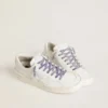 Lacets en coton violet délavé avec embouts à logo