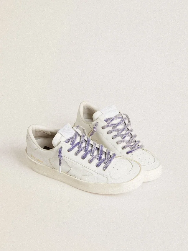 Lacets en coton violet délavé avec embouts à logo