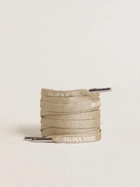 Lacets en lurex doré avec logo blanc contrastant