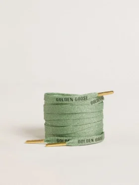 Lacets en lurex vert aqua avec logo noir contrastant
