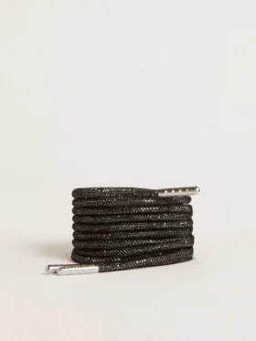 Lacets noirs ornés de strass Swarovski argentés