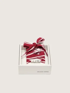 Lacets « Peaux » rayés rouges et blancs avec breloques