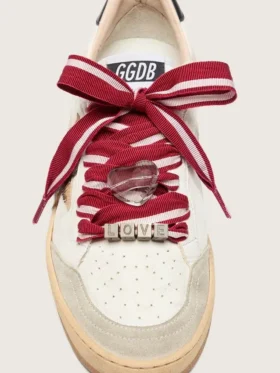 Lacets « Peaux » rayés rouges et blancs avec breloques