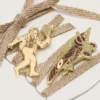 Lacets « Peaux » rouge argile métallisé avec deux épingles