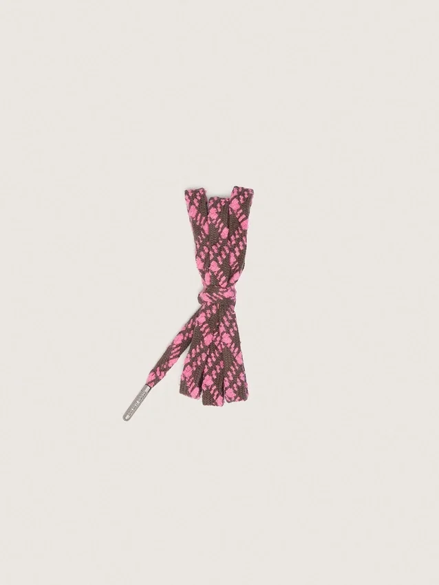 Lacets tartan marron foncé et rose
