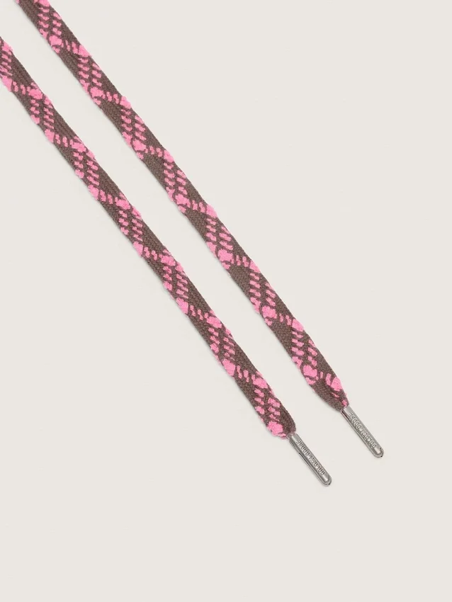 Lacets tartan marron foncé et rose