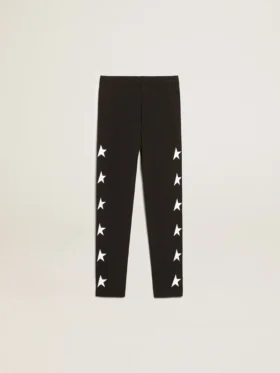Leggings noirs pour filles avec des étoiles blanches sur les côtés
