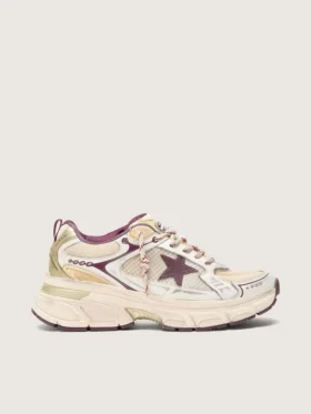 Lightstar CNY pour femme en maille blanche et cuir avec étoile en TPU rouge vin