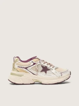 Lightstar CNY pour homme en mesh blanc et cuir avec étoile en TPU rouge vin
