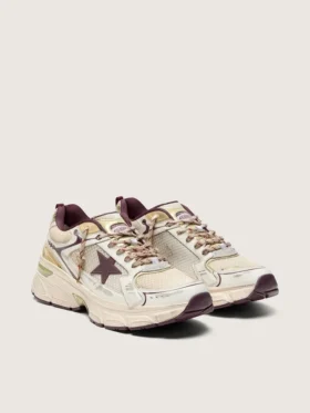 Lightstar CNY pour homme en mesh blanc et cuir avec étoile en TPU rouge vin