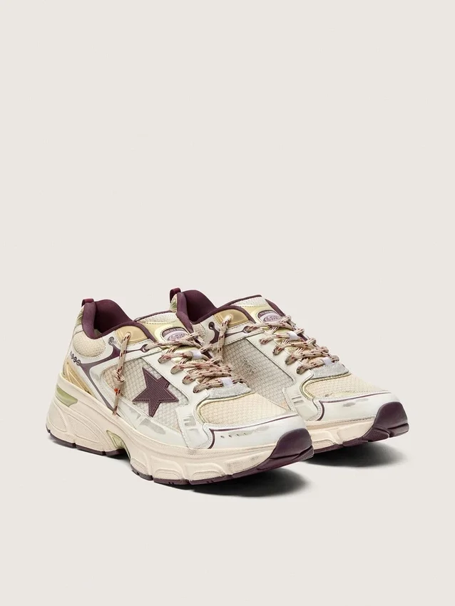 Lightstar CNY pour homme en mesh blanc et cuir avec étoile en TPU rouge vin