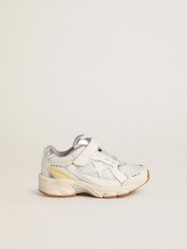 Lightstar Junior en cuir blanc et mesh avec étoile en cuir blanc