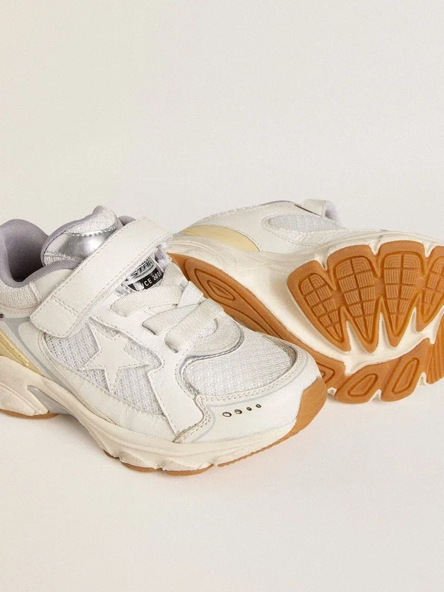 Lightstar Junior en cuir blanc et mesh avec étoile en cuir blanc