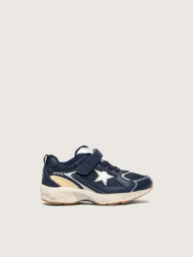 Lightstar junior en cuir bleu et mesh avec étoile en cuir gris