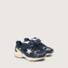 Lightstar junior en cuir bleu et mesh avec étoile en cuir gris