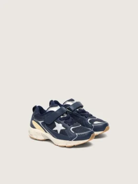 Lightstar junior en cuir bleu et mesh avec étoile en cuir gris