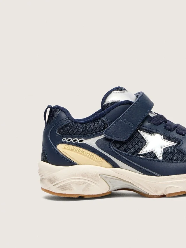 Lightstar junior en cuir bleu et mesh avec étoile en cuir gris