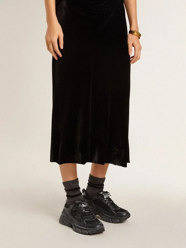 Lightstar pour femme avec tige en cuir noir et mesh et étoile noire